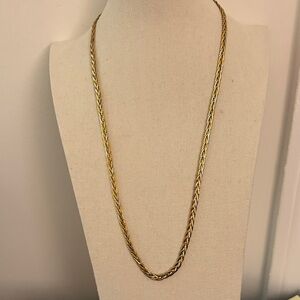 Vintage Monet Tri Colored Gold Plated Braided chain Necklace. Signature Tag.